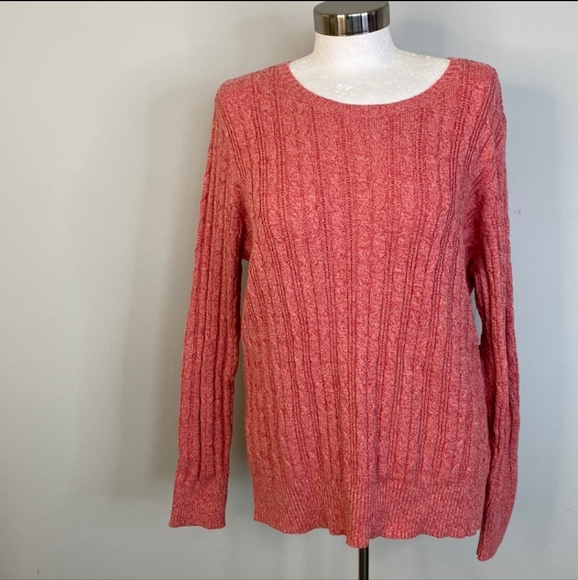 St. Johns Bay Cable Knit Red White Sweater XXL - Picture 4 of 11